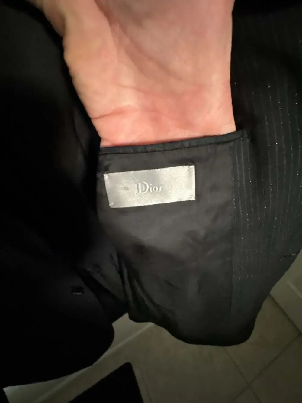 Dior Homme Runway Black Pinstripe Glitter Sparkle Wool Suit Set
